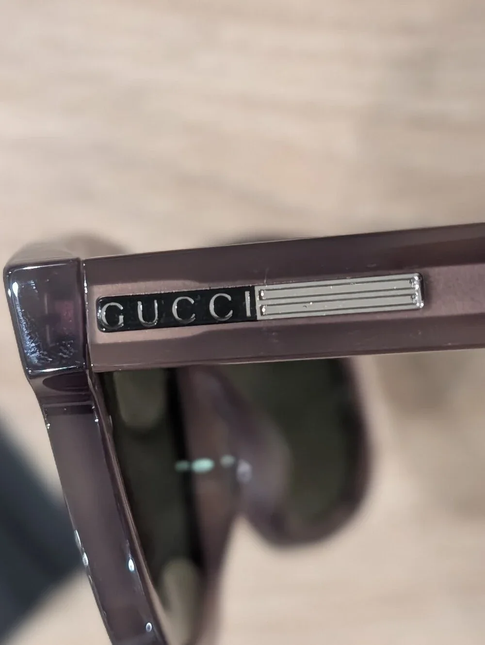 $500 Mens Authentic GUCCI 55mm Rectangular Sunglasses Havana/Green